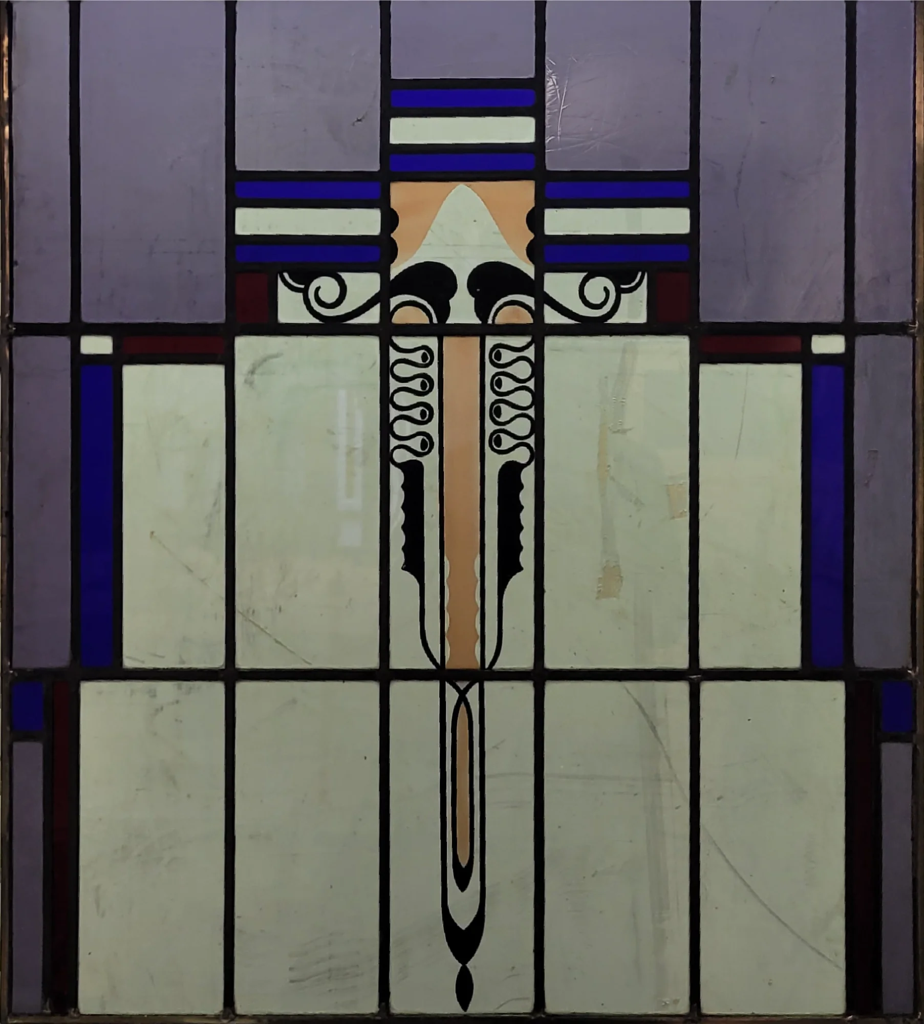 Art Deco raam met brandschildering