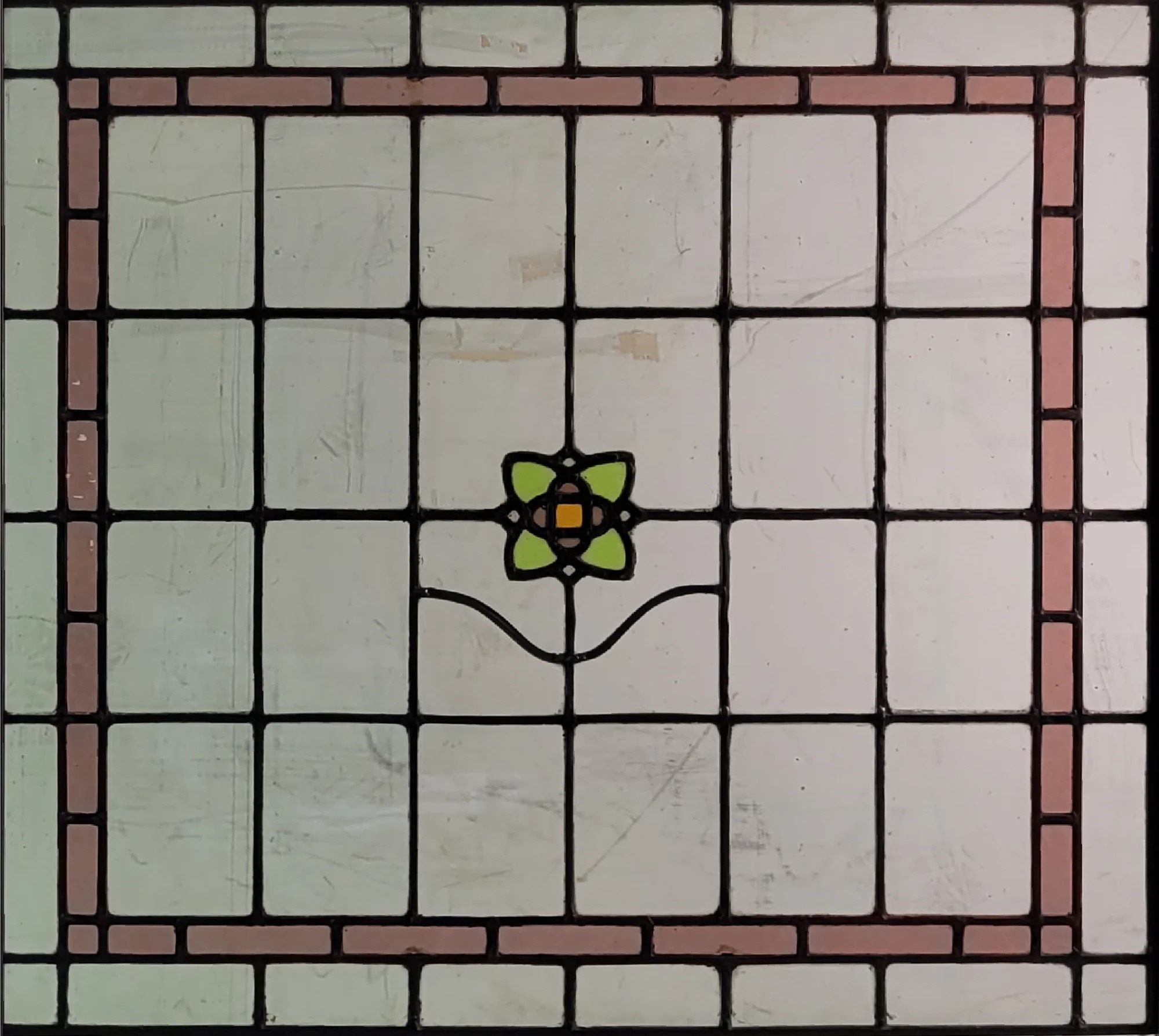 Bloemmotief groen roze